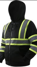 Hi-Vis Safety Sweatshirt for men women High Visibility Zip-Up Hooded Sweatshi...