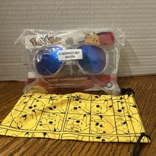 Pokemon Clear Kids Sunglasses 100 UV Protection, Cloth Pikachu Case New  