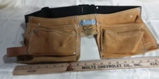 Work Belt Leather Genuine Suede 7 Pocket Pouch Tool Utility 2 Holders Adj 2 46"