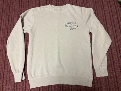 MENS USED TAYLOR HAWKINS LA LONDON FOO FIGHTERS WHITE SWEATSHIRT SIZE SMALL