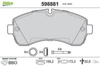 Valeo Bremsbelagsatz, Scheibenbremse 598881 FüR MERCEDES-BENZ VW