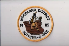 1985 Woodland District 20th Cub-O-Ree patch
