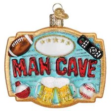 Old World Christmas MAN CAVE 36332 Glass Ornament w/OWC Box