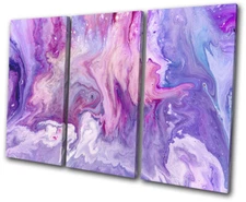 Marble Design Pink Purple Cool Abstract TREBLE CANVAS WALL ART Picture Print