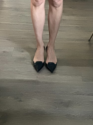 NEW Francesco Russo Black Leather D’Orsay Kitten-Heel Penny Pumps – EU 37 / US 7 - Picture 6 of 13