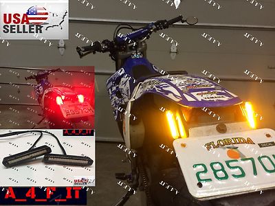 RED Amber Motorcycle Black 12 LED Turn Signal Indicators Blinker