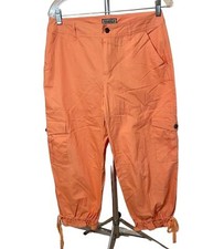 Vintage Orange Cropped Cargo Pants with Drawstring Ankle Sz 8