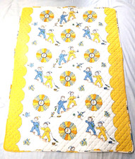Two Sided Baby Quilt Crib Bed Sleepy Time Rare One Of A Kind 1953 VTG 49" x 37"