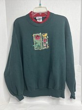 Vintage Jerzees Nature's Garden Embroidered Flowers Sweatshirt Women's Size XL
