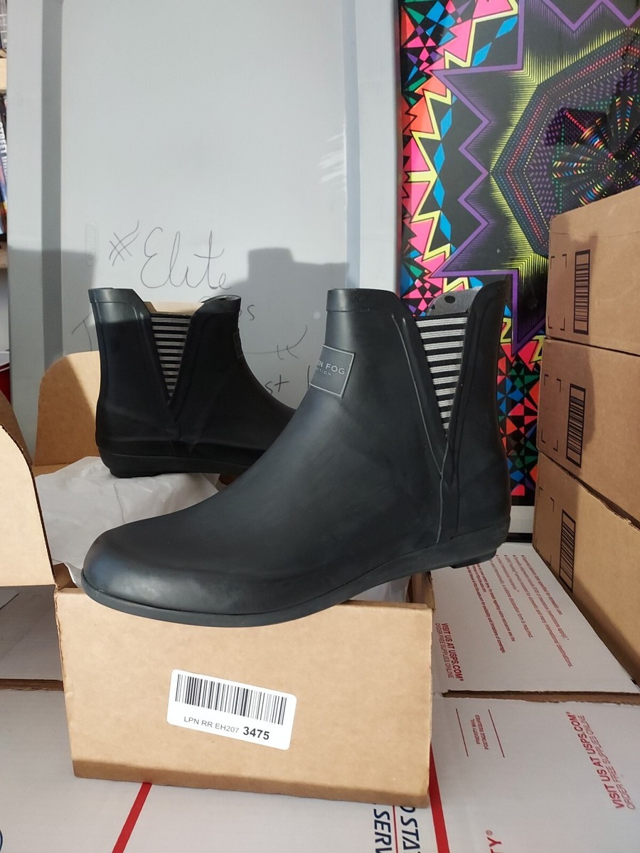 London Fog Piccadilly Rain Boots, Women's Sz 9M,tunie black solid MSRP  $50,#00r