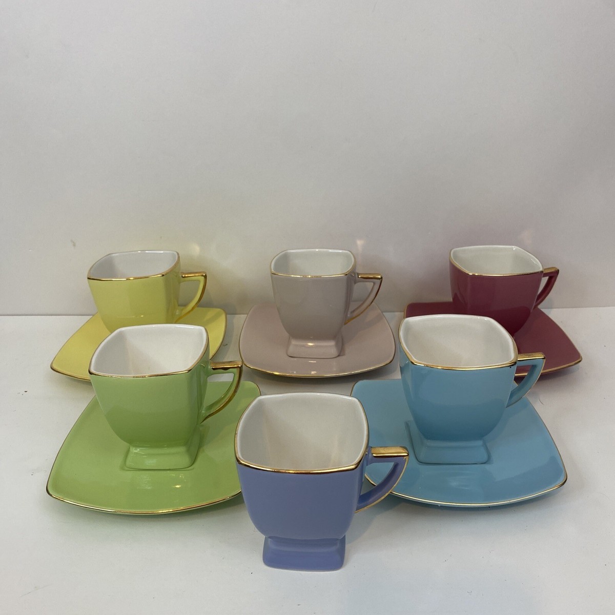 Classic Coffee and Tea Set of Pastel cups and saucer Set Of Classic Coffee and Tea Set of Pastel cups and saucer Set Of