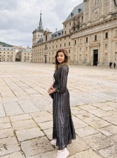 ZARA NWT WOMAN $109 STRIPED METALLIC DRESS BLACK | 7521/223