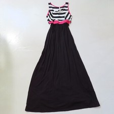 Emerald Maxi Dress Women M Black White Stripe Sleeveless Long Beach Party Preppy