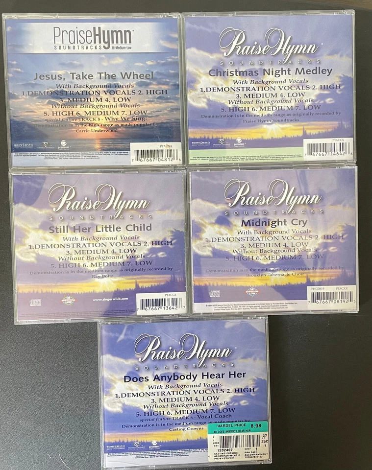 Praise гимн саундтреки (Hi-Medium-Low) пять компакт-дисков для солистов с текстами песен лот из 5 - Изображение 3 из 4