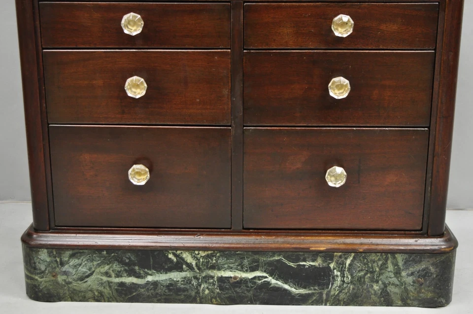 Antique Arts & Crafts Mahogany 15 Drawer Medical Dental Cabinet w/ Marble Base - Image 3 of 4