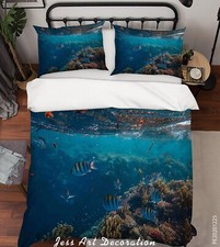 3D Seabed Coral Reef Fish Blue Quilt Cover Set Duvet Cover Bedding Pillowcases