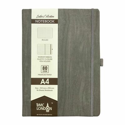A4 PU Leder Notizbuch liniert Hardcover Journal Planer linierter Schreibblock GRAU