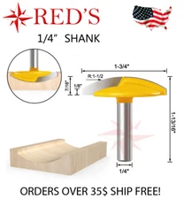 REDS Y80952-4 - 1-3/4 DIA Cove Crown or Bowl Router Bit 1/4" Shank 