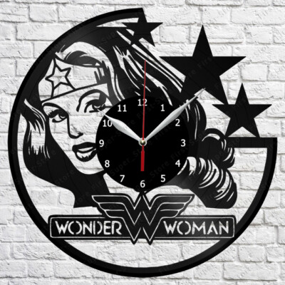 Wonder Woman Vinyl Clock Record Wall Clock Decor Fan Art Home 3259