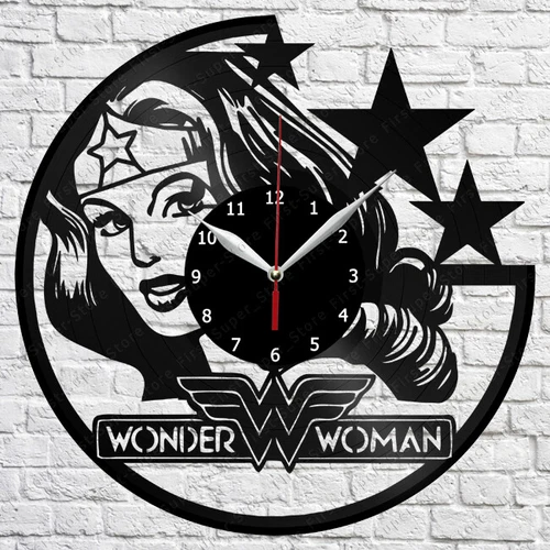 Wonder Woman Vinyl Clock Record Wall Clock Decor Fan Art Home 3259