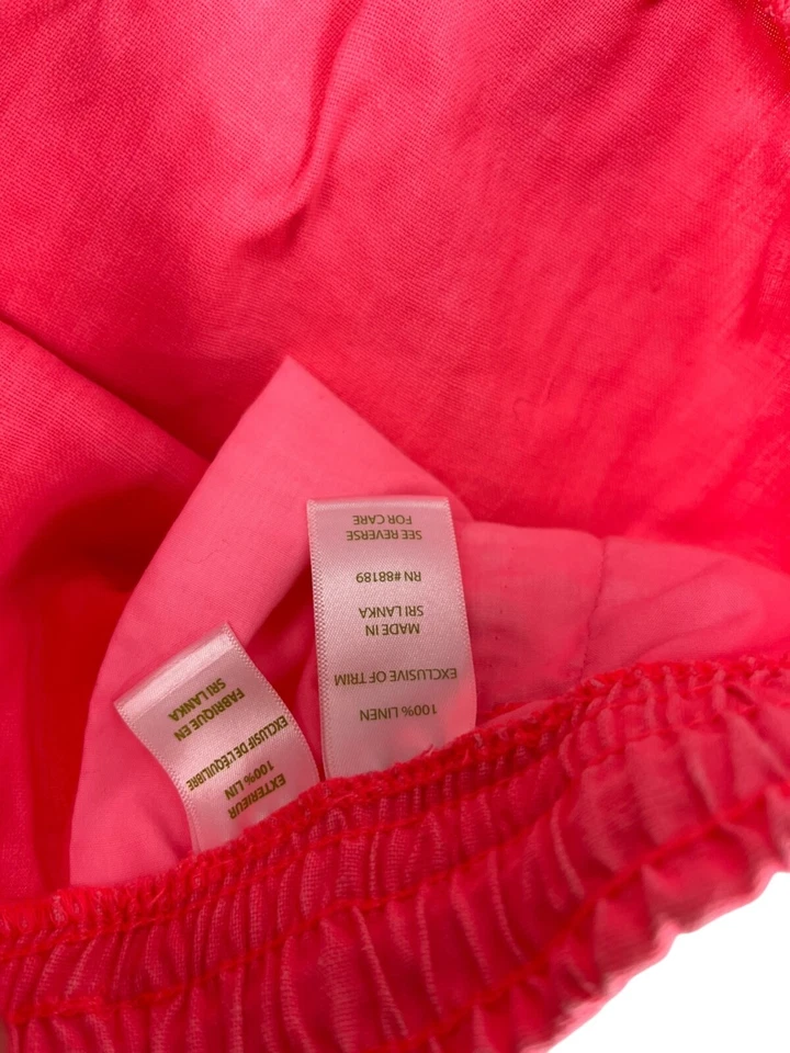 Pantalones Cortos Lilly Pulitzer Mujer Coral 100% Lino Cintura Elástica Cordón L Foto 3 de 4