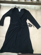 Nine West Women's SIZE 4 Wrap Dress 3/4 sleeve Black Stretch