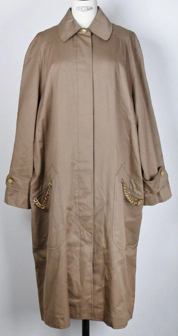 Cappotto CHANEL catena marca cocco bottoni collo soutien taglia 36 cotone vintage