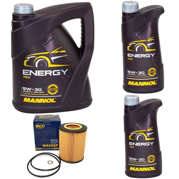 MotoröL Set Mannol Energy 5W-30 Api 7 Liter + ÖLfilter FüR Bmw 3Er 5Er 7Er X5-image
