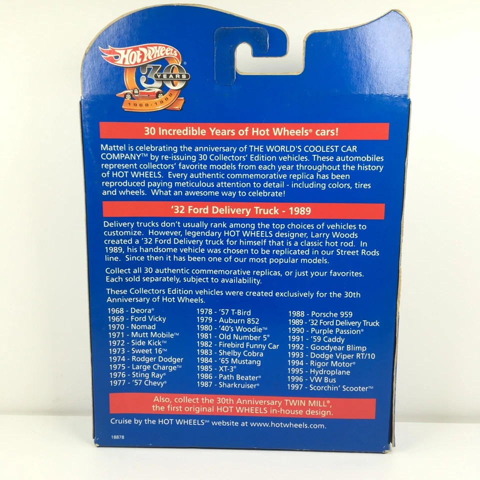 Camión de reparto Ford 32 réplica conmemorativa Hot Wheels 30 años #18878 Foto 2 de 4