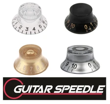 Guitar or Bass Volume Tone Control Bell Knob Clear Black Gold Or Silver Choose