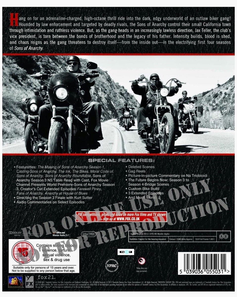 Sons of Anarchy First Second Third Fourth Series 1-4 Season