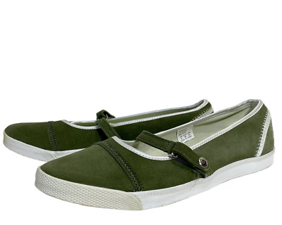 Gravis Shoes Womens Size 8 Green Suede Flats Slip on Sneakers Catalina Mary Jane