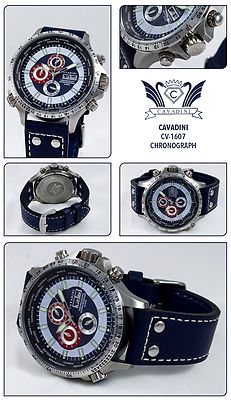 CHRONOGRAPH DAY/DATE -CAVADINI WATCH TACHOMETER CV-1607 NEW DESIGN 