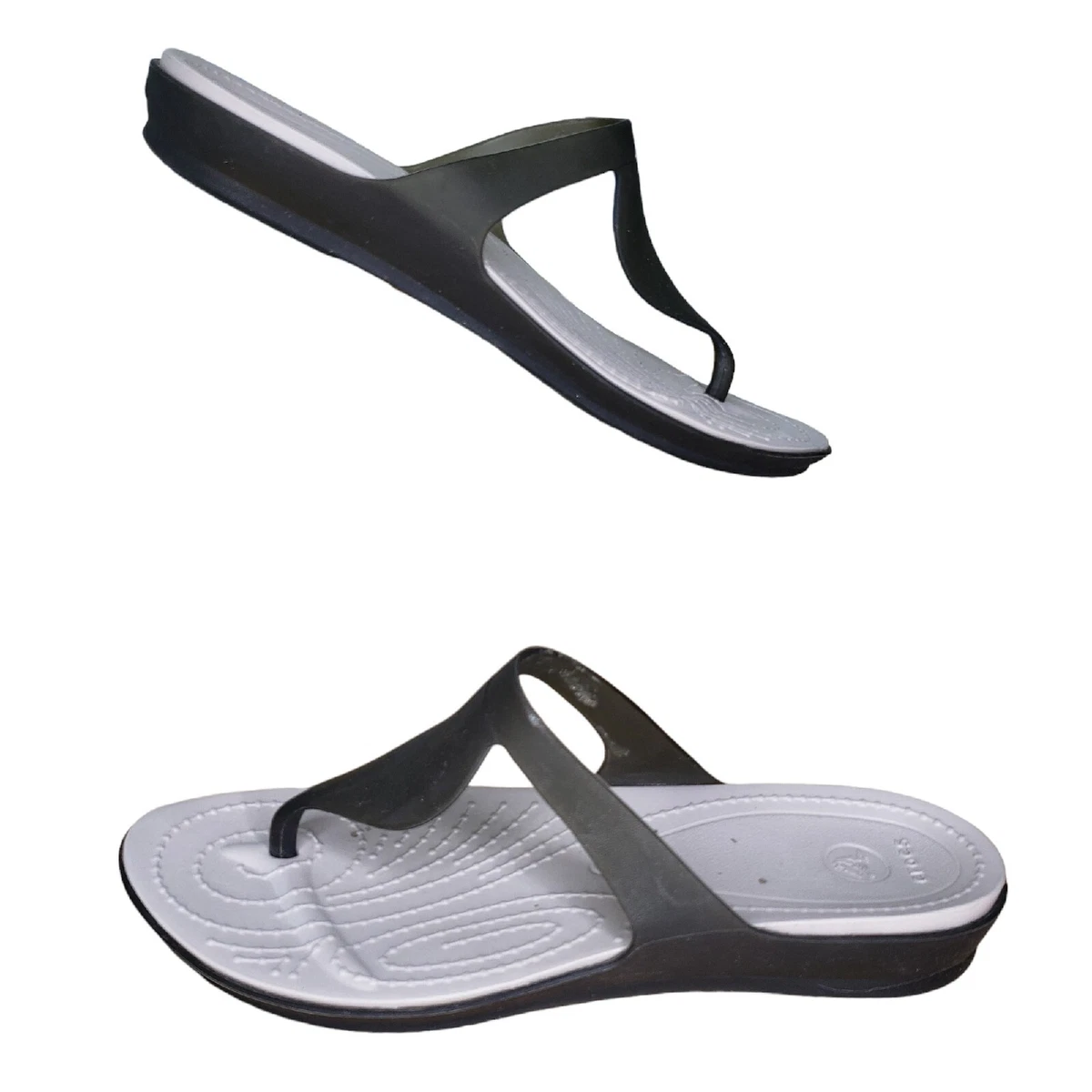 Crocs Thong Sandals Size 6 Black Rubber Comfort Flip Flop Slip On