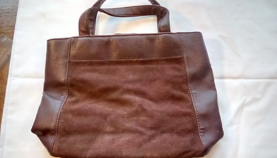 ESPRIT THIRTY ONE PURSE, BROWN COLOR WITH BROWN SUEDE PATCH ON FRONT