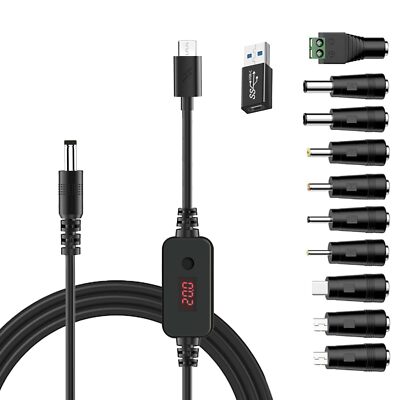 Universal PD Fast Charger, USB-C to DC 5V/9V/12V/15V/20V Multi-Voltage Adapte...