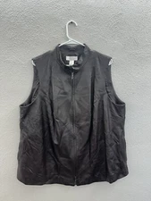 Elana by Tanner Womens Vest Size 2 Brown Leather Sleeveless Lined Zip Up