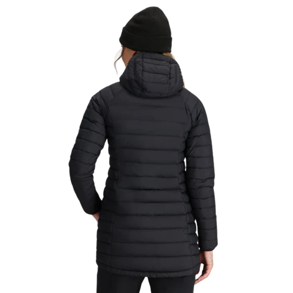 Parka de plumón para mujer Outdoor Research Transcendent chaqueta de invierno, negra, X-grande Foto 3 de 4