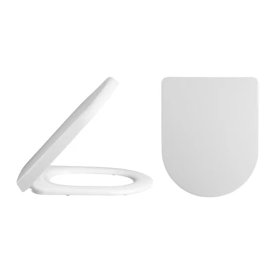 NUIE Heavy Duty D-Shape Thermoplastic Toilet Seat & Soft Close Hinge White Bathroom