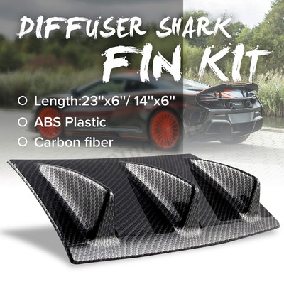 Carbon Fiber Lower Rear Body Bumper Diffuser 5 Shark Fin Kit Spoiler Universal