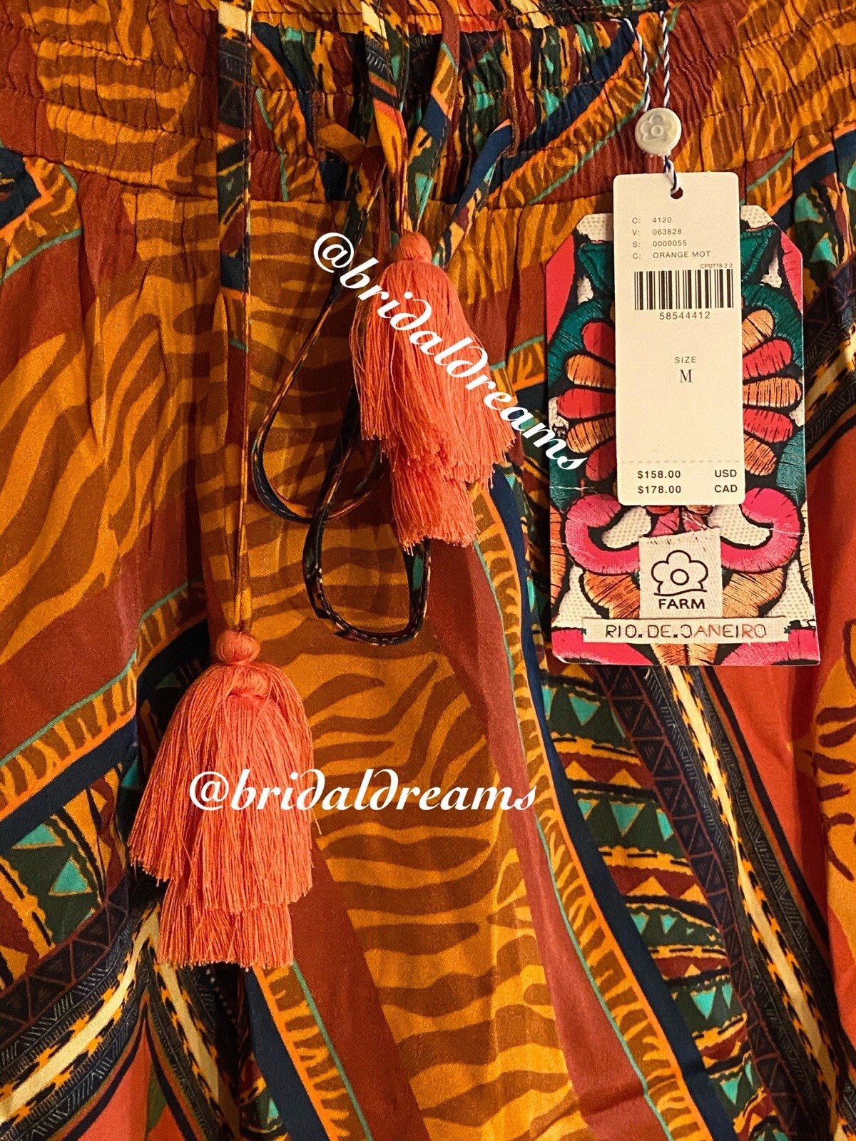 RARE NWT Anthropologie Farm Rio Amore maxi skirt Medium Orange Tiger motif image 4