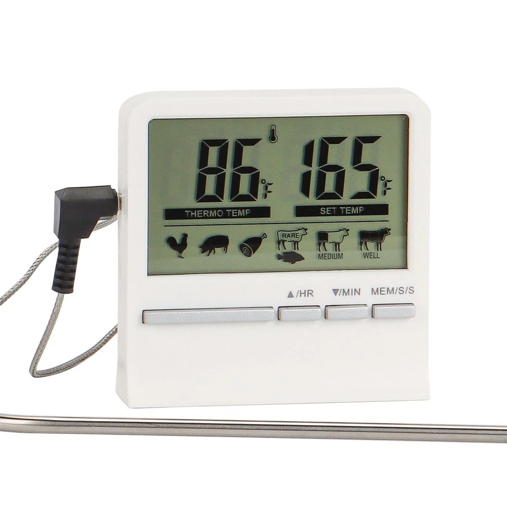 Meat Thermometer Digital Food Cooking Smoker Oven Grill Thermometer White/Black