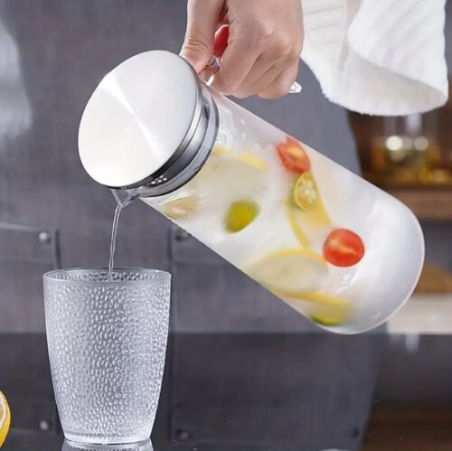Glaskaraffe mit Deckel Wasserkrug Saftkaraffe Kühlschrankkrug Karaffe 1600ml - Bild 6 von 6
