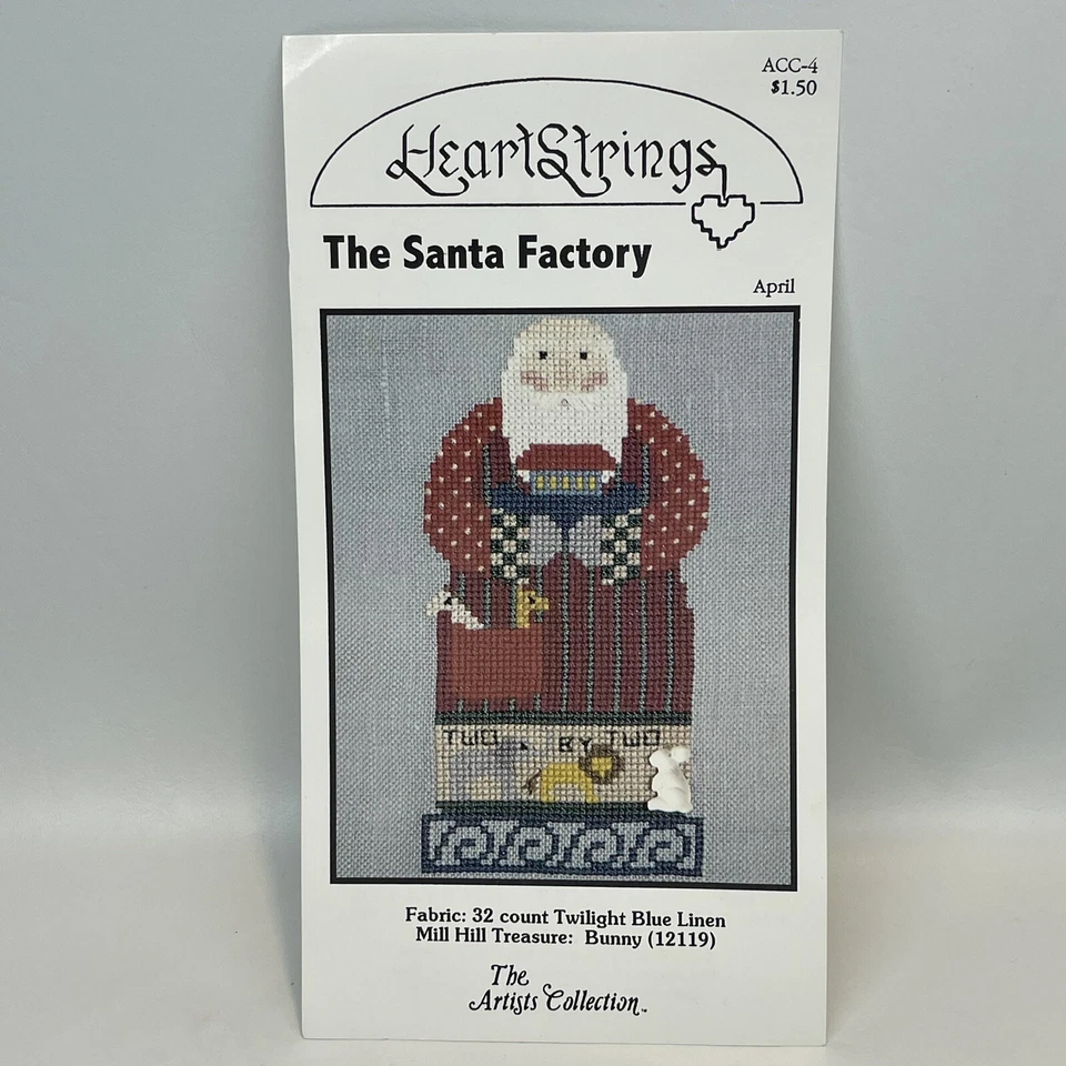 Heartstrings The Santa Factory April Counted Cross Stitch Chart Linen DMC Floss - Image 2 of 4