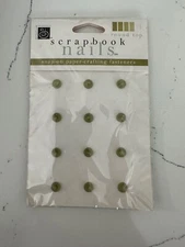 Scrapbook Interiors Nails Round Top Snap-On Paper-Crafting Fastener Olive Color