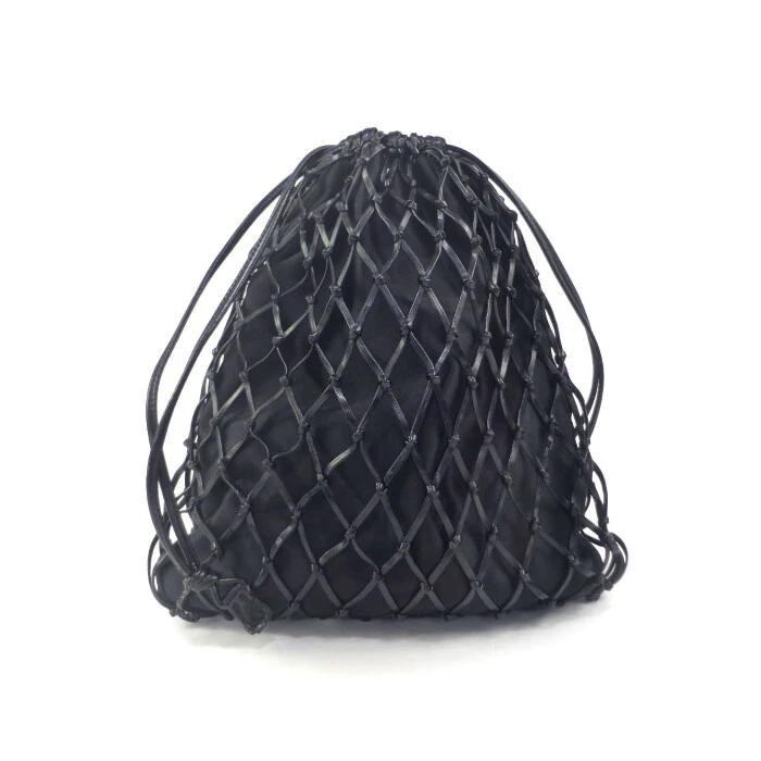 Prada Mesh Satin Clutch Shoulder Bag 1Bc075 Black
