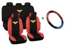 Wonder Woman Gift Set - Car Seat Covers And Steering Wheel Cover Universal Fit Wonder Woman Gift Set - Car Seat Covers And Steering Wheel Cover Universal Fit