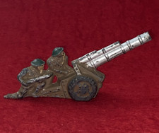 Vintage Barclay Lead Toy 2 Soldiers w/ Gas Masks Artillery Team Firing Cannon