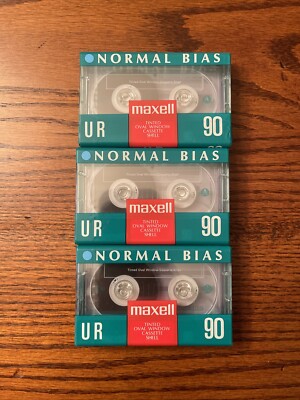 Maxwell UR 90 Blank Audio Cassette Tapes Normal Bias IEC Type 1 *Lot Of 3* New