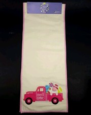Easter Table Runner 72x14.5" Happy Easter Beige Pink Trunk Eggs New